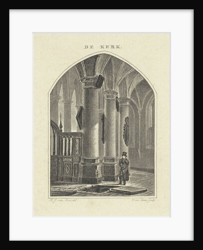 Man at an open grave in a church by Bartholomeus Johannes van Hove