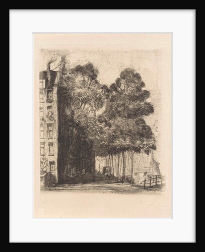 View of a corner house on a canal in Amsterdam by Frans Schikkinger