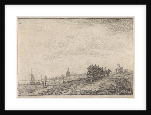 Coastline with horse and carriage by Anthonie Waterloo