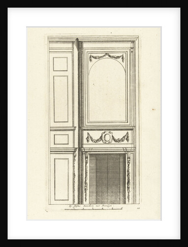 The tablet of the high chimney breast is supported by Ionic pilasters by Justus Danckerts