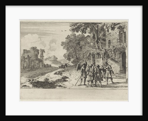 Abraham receives the three angels by Herman van Swanevelt