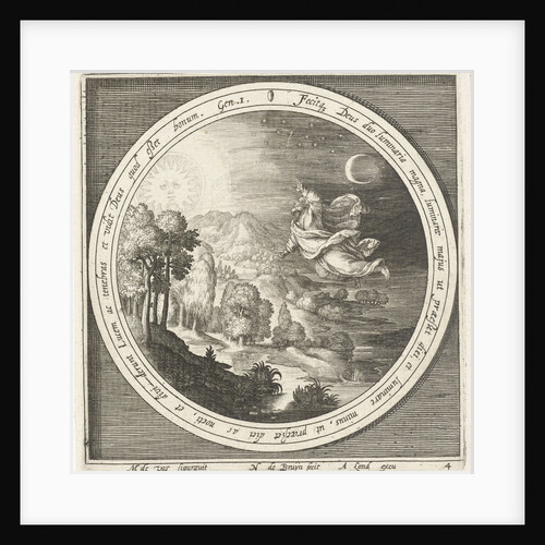 Fourth day of creation, God creates the sun, moon and stars by Assuerus van Londerseel