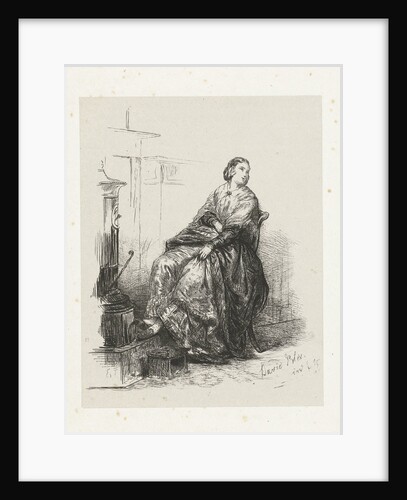 Study of a woman on a stove warms her feet by David Bles