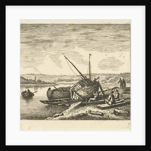 River view with man and boat by Herman Saftleven