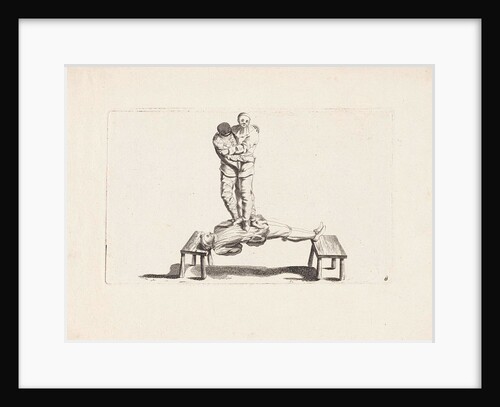 Three clowns do a circus by Pieter Schenk II