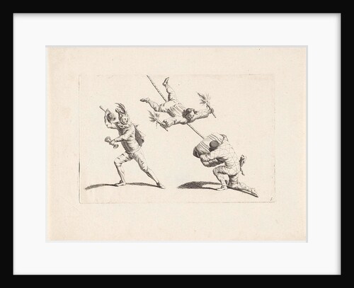 Three acrobats in action by Pieter Schenk II