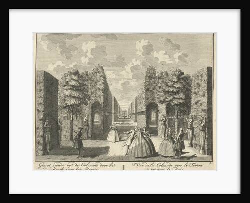 View from the colonnade at the French Garden House at House ter Meer in Maarssen, with walking figures by Hendrik de Leth