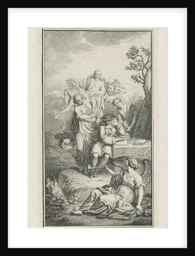 Playwright Paul Scarron surrounded by allegorical figures by Jacob Folkema