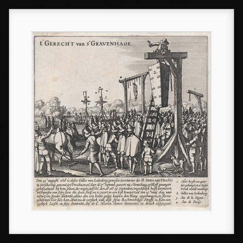 Coffin of Ledenberg on the gallows by Visscher II