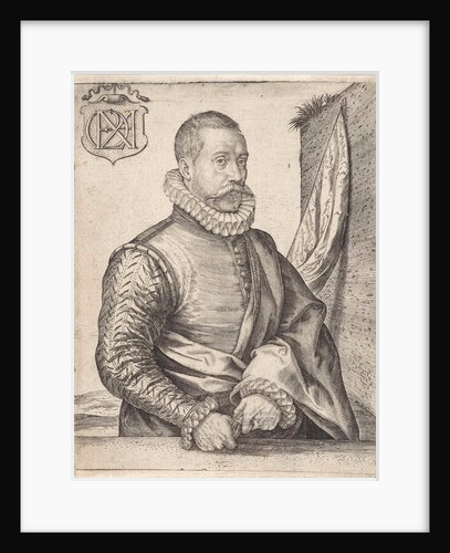 Portrait of a man with a banner by Johannes Wierix