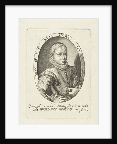Bust of Hugo Grotius as 15-year-old young man, seen on the right side, in oval by Jacob de Gheyn II