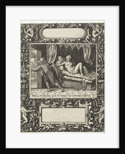 Picture frame with an elongated cartouche with rounded sides by Theodor de Bry