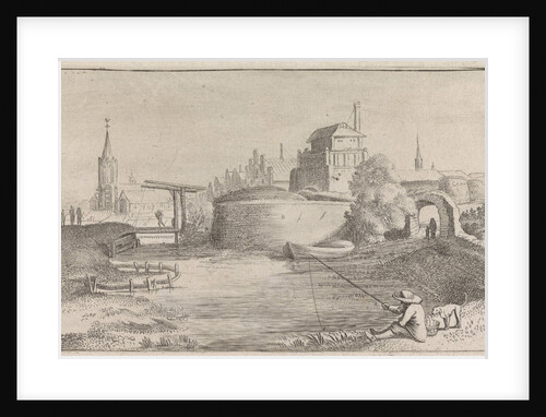 Angler in a fortified city by Jan van de Velde II