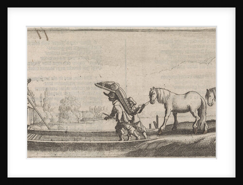 Peddler and two horses on a ferry by Cornelis Willemsz Blaeu-Laken
