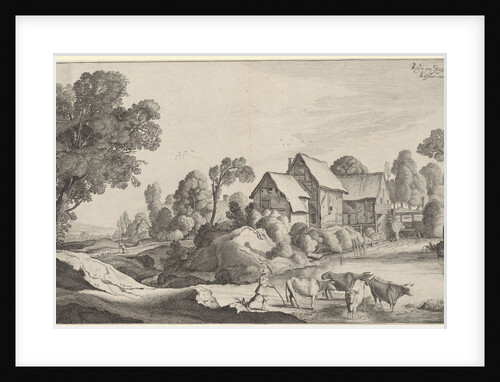 Shepherd with cows at a watermill by Claes Jansz. Visscher II