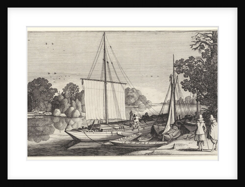 Turf Boats along a quay by Jan van de Velde II