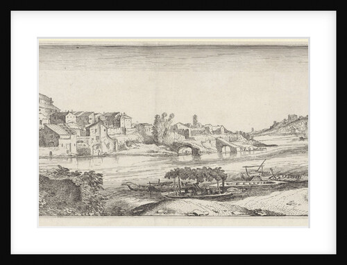 View of a Mediterranean city on a river by Jan van de Velde II