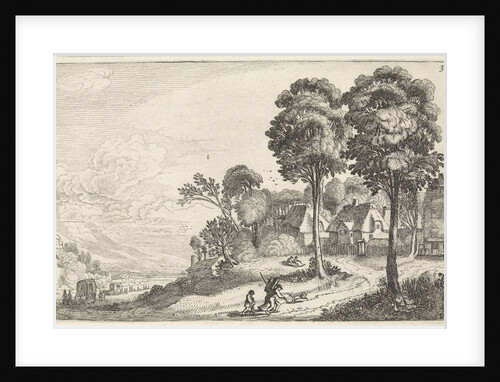 Travellers on a path to a village by Jan van de Velde II
