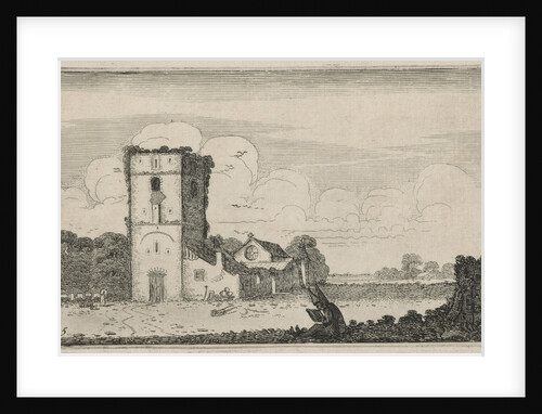 Reading monks at a derelict church by Jan van de Velde II