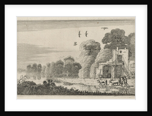 Figures with cows at a ruin by Jan van de Velde II