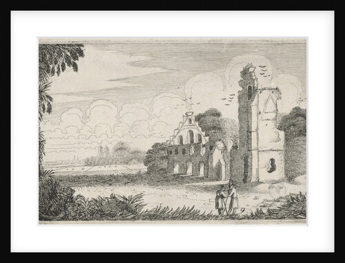 Two figures in a ruined house by Jan van de Velde II