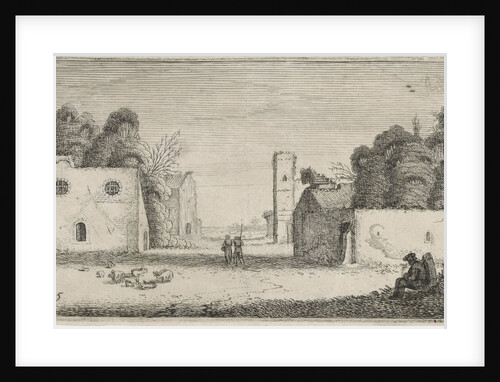 Figures in ruins of a village by Jan van de Velde II