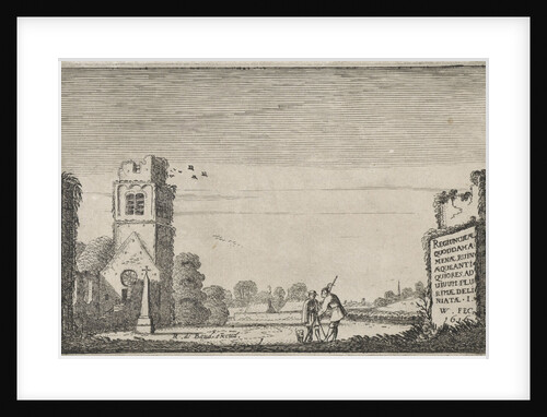 Two figures in a ruined church by Robert de Baudous