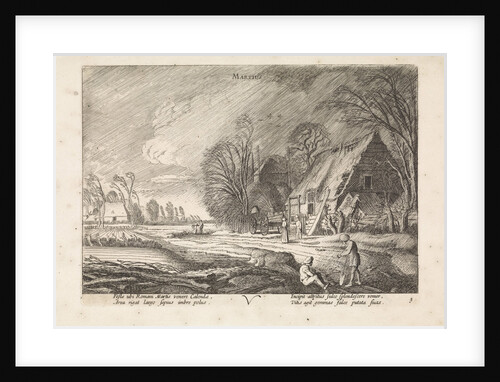 Figures at a farm in the rain: March by Jan van de Velde II