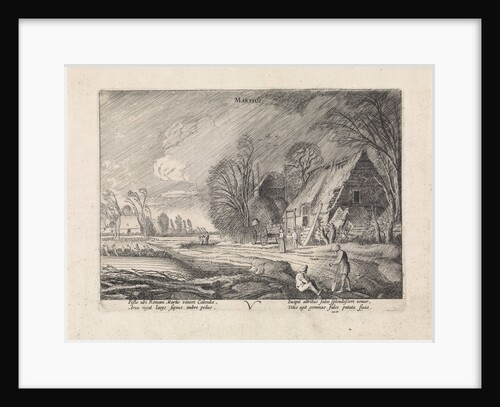 Figures at a farm in the rain: March by Jan van de Velde II