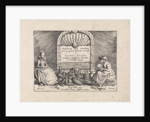 Personifications of summer and winter in a bow with constellations by Jan van de Velde II