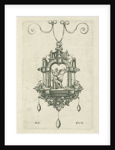 Pendant (pendeloque) with a winged woman with snake sword and stick in the hands by Anonymous