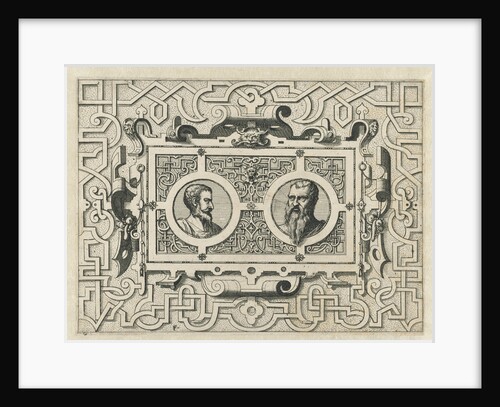 Cartouche surrounded by moresque motives by Hieronymus Cock