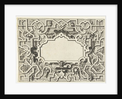 Cartouche surrounded by moresque motives by Hieronymus Cock