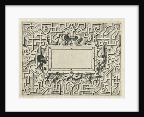 Rectangular cartouche surrounded by moresque motives by Hieronymus Cock