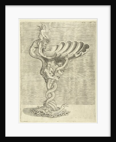 Scale in the form of a shell, supported by a mermaid and a merman by Hieronymus Cock