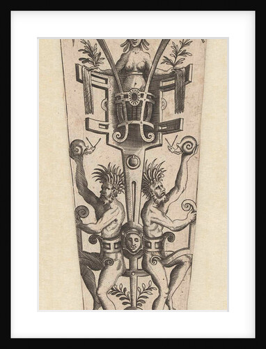 Frame of scroll with two satyrs by Cornelis Bos