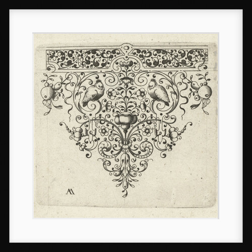 Ornament featuring flowers and two birds by Anonymous