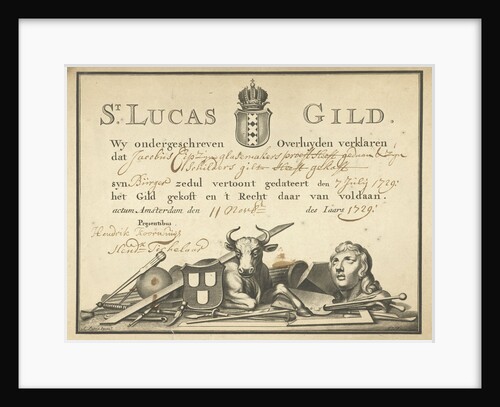 Guild Letter of the Guild of St. Luke in Amsterdam by Johannes de Broen