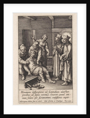 Miraculous healing by Ignatius Loyola of a man who hanged himself by Hieronymus Wierix
