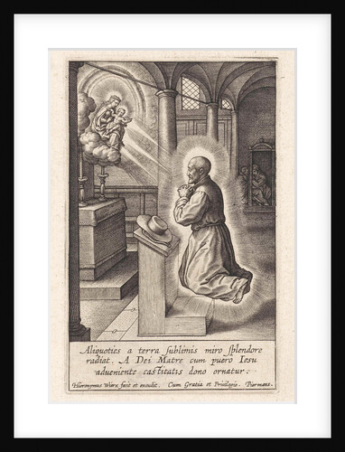 Ignatius Loyola has a vision of Mary with the Christ Child by Hieronymus Wierix