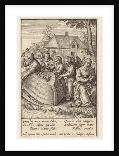 Christ child builds a ship by Hieronymus Wierix