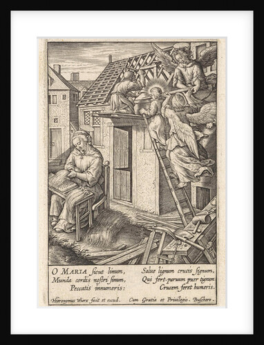 Christ Child puts a roof by Hieronymus Wierix