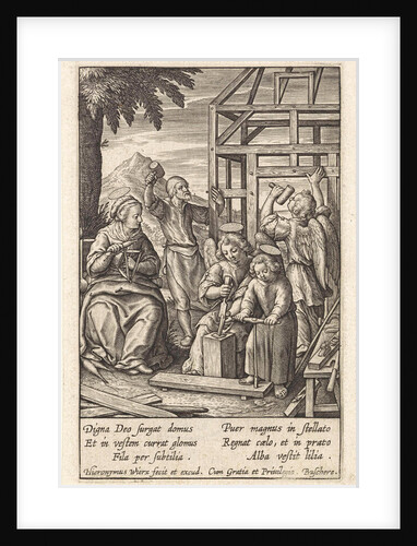 Christ Child is building a house by Hieronymus Wierix