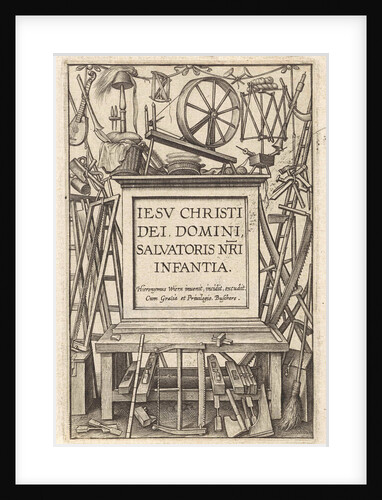 Workbench with tools by Hieronymus Wierix