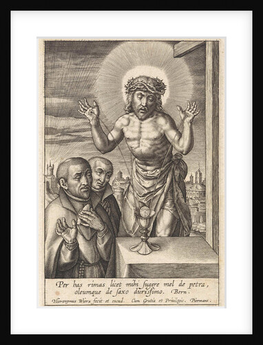 Blood of Christ received in chalice by Hieronymus Wierix