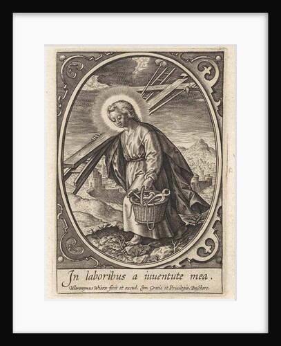 Christ child carries the passion equipment by Hieronymus Wierix