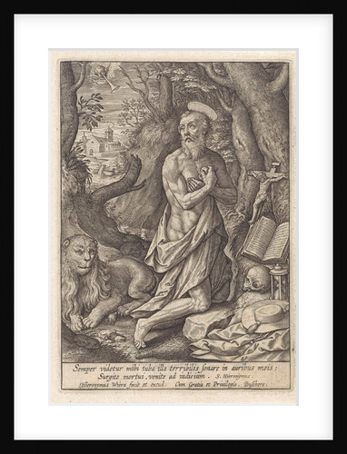St. Jerome as a penitent in the desert by Hieronymus Wierix