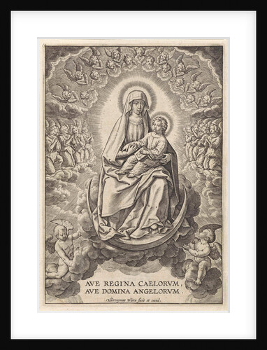 Mary with the Christ Child on the crescent moon by Hieronymus Wierix