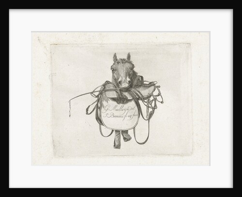 Horse head with saddle and reins in the mouth by Gerrit Malleyn