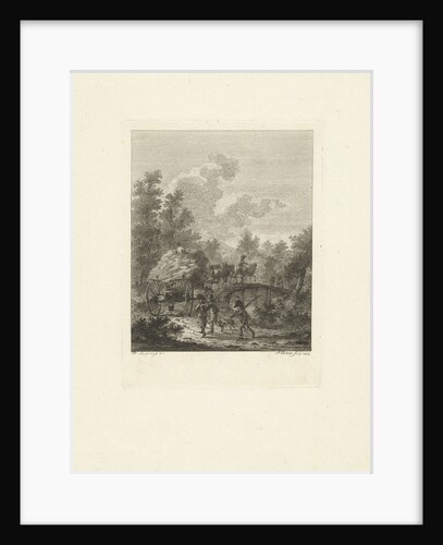 Hay wagon which drives over a bridge by Joannes Bemme